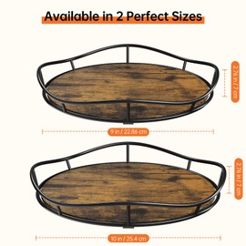 Kssiaz 2 Pack Lazy Susan Organizer for Table Top, 10" + 9" Wood Lazy Susan Turntable Organizer for Cabinet, Rotating Spice Rack for Kitchen Countertop Pantry Bathroom Vanity, Wood Decor