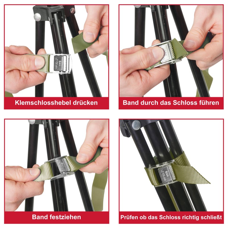 6 x Clamp Lock Straps, Lashing Straps, for up to
