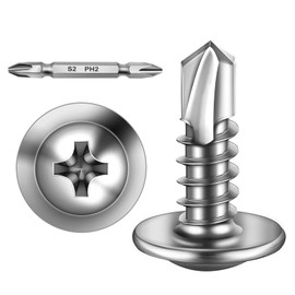 Mywish 300pcs #8x5/8 Self Tapping Screws for Metal, 410 Sheet Metal Screws, Stainless Steel Truss Head Self Drilling Screws High Strength Screws for Metal