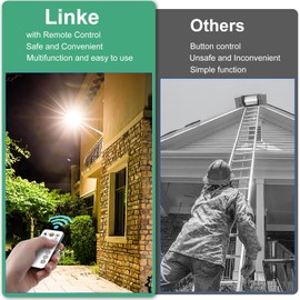 Linke 60W Security Lights Outdoor Motion Sensor, 5200LM Super Bright PIR Floodlights with Remote Control, 2700K Warm White IP66 Waterproof Perfect for Garden, Porch, Courtyard, Garage