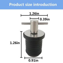 2 Pcs Boat Plug Snap Plugs T Style Handle Boat Drain Plug Rubber Plugs with Stainless Steel Handle Marine Twist Plug Boat Accessories 25.4mm 32mm for 1-inch 1.25 inch by YTXXDEUS