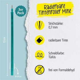 Online 3 x Erasable Refills Compatible with Legami Gel Pens MagiXX L I Turquoise 0.7 mm Line Width I Replacement Refill for Gel Pens Erasable I Refills for Gel Roller with Erasable Ink