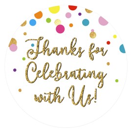 joycraft 60Pcs Thank You Gift Stickers, Thank You for Celebrating with Us Stickers, 2Inch Gold Party Favor Stickers, Wedding Gift Tags Stickers, Thank You Labels Stickers for Birthday, Baby Shower