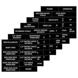 Magnetic Toolbox Organization Labels, 84 Magnetic Tool Chest Stickers, Tool Accessories for Tool Box Drawers, Fits All Brands of Steel Tool Chest Organizer-4 x 1 Inches