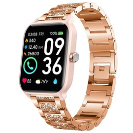 Lamshaw Jewelry Bling Diamond Metal Dressy Strap Adjustable Replacement Strap Accessories Sports Band Compatible for IDW13, IDW16, IDW17, IDW19, IDW20, IDW21, IDW23, IDW25, IDW26 Smartwatch