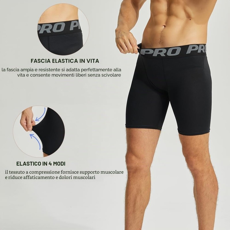 LANBAOSI 3 Pezzi Pantaloncini Compressione Uomo Pantaloncini Boxer Sportivi per