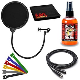 Hosa 10-Foot Balanced XLR Cable Bundle with Pop Filter and 6AVE Microphone Cleaning Kit