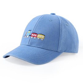 Toddler Hats Baby Boy Baseball Hat Cap Cute Embroidery Toy Train Adjustable Cotton Washed Vintage Cowboy Sun Hat for Boys Girls Age 3-8 Years Blue