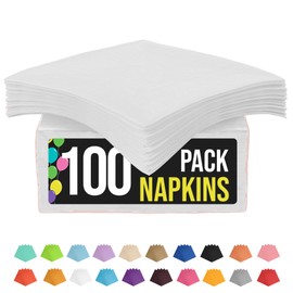 100 Pack White Paper Napkins Disposable, 2 Ply Party Napkins, White Disposable Napkins, Fun Napkins Everyday - White Napkins Great As Beverage Napkins Or Cocktail Napkins Paper Exquisite