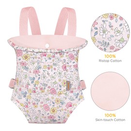 GAGAKU Baby Doll Carrier Reborn Baby Doll Accessories Toys Doll Baby Carrier Backpack Set Baby Alive Carrier for Little Girls - Pink - Flowers Dianthus