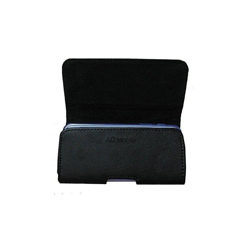 AQ Mobile Belt Case for Poco M4 Pro, Black Leather