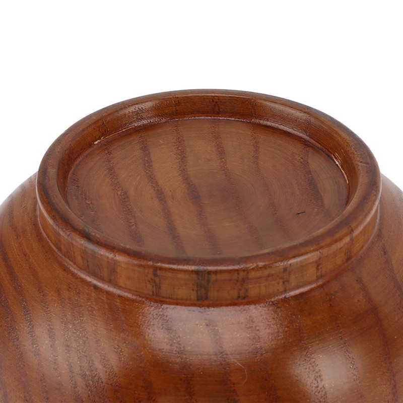 Wooden Rice Bowl Jujube Wood Anti Scald Exquisite Elegant Round