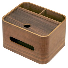 Smart Eye Premium Wood Walnut Veneer Compact Tissue Case with Storage MOKUREN RF-2104-WN Small