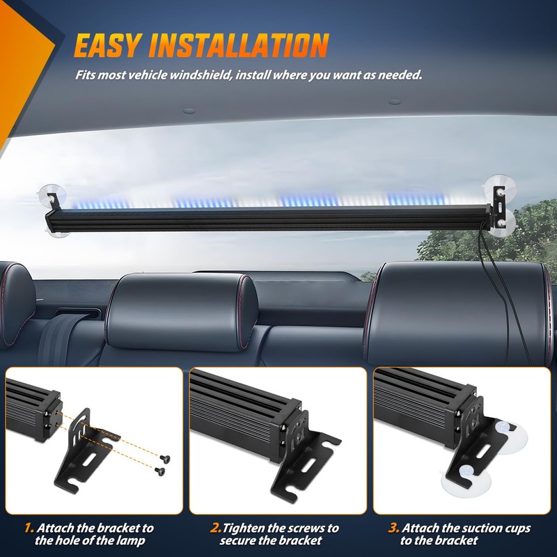 Nilight 144LED Traffic Advisor Strobe Light Bar with Controller Blue