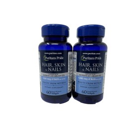 Puritan's Pride 2 x Puritan's Pride Hair Skin & Nails  5000mcg Biotin per 3 softgel serv - 60 ct
