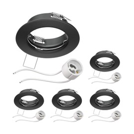 ledscom.de 5 Pieces Ceiling recessed Frame Fere recessed Frame Black matt (LED/Halogen/GU10/MR16/PAR16/50mm) incl. GU10 Socket