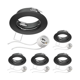 ledscom.de 5 Pieces Ceiling recessed Frame Fere recessed Frame Black matt (LED/Halogen/GU10/MR16/PAR16/50mm) incl. GU10 Socket