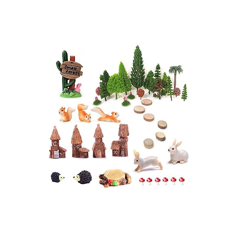 OrgMemory 42pcs Animal Trees, Mini Garden Accessories, Garden Fairy Figurines,
