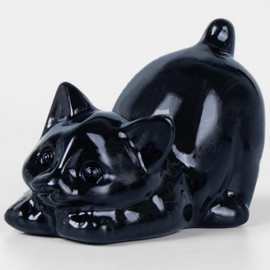 QLRSUXN 2 Inch Black Obsidian Cat Crystal Figurines, Kitten Statues for Kitten Lovers and Collectibles, Cat Decor Fingurines for Home Desk Office, Carved Healing Crystal Reiki Animal Gifts for Women