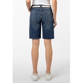 Sublevel Damen Jeansbermuda mit Gürtel, Aufschlag, 5-Pocket Dark-Blue M