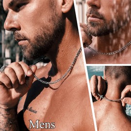 MOROTOLE Sterling Silber Kette Figaro Halskette für Männer Halskette für Männer Figaro Herren Silber Kette