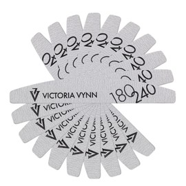 Victoria Vynn Double Sided Nail File Emery Board Nail Styling Manicure Tools 10pcs (180/240 White Crescent)