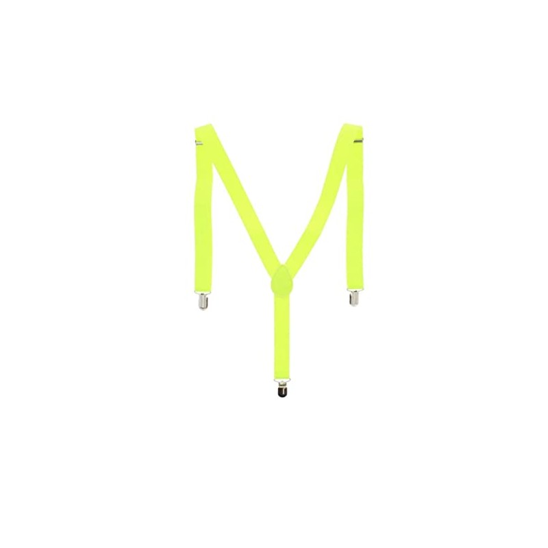 Coloured Adults Adjustable Braces Neon Yellow - One Size