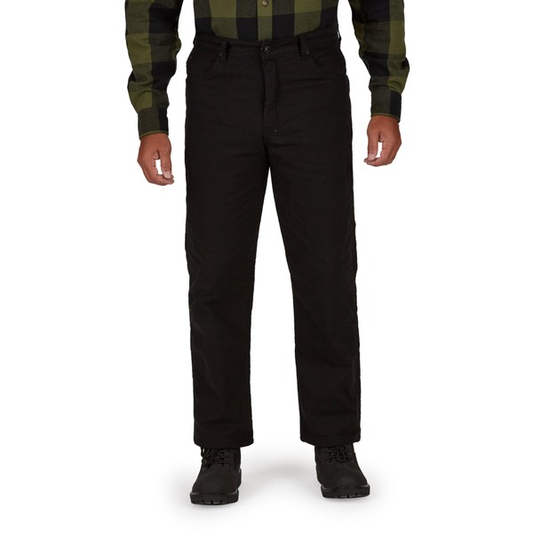 Smith's Workwear Men's Canvas Fleece Lined 5 Pocket Pant, Black,