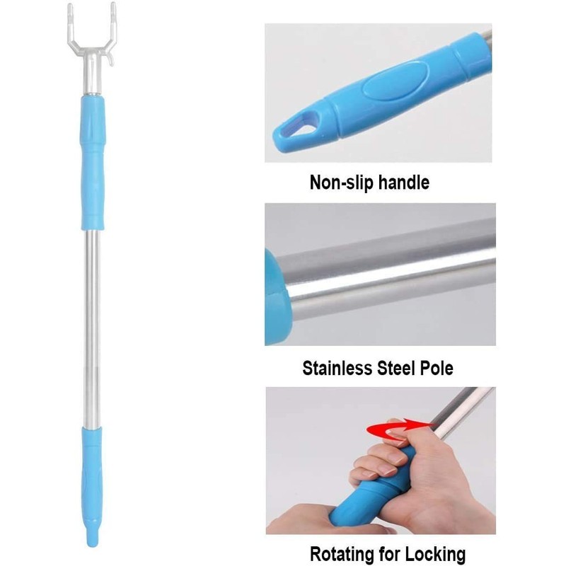 BEEY Retractable Reach Sticks Long Pole with Hook 55" Adjustable