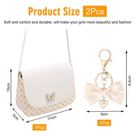 YSJCHEBS 1 Women's Shoulder Bag and 1 Bow Pendant, Fashionable Shoulder Bag, Cute Simple Shoulder Bag, PU Bag, White, M
