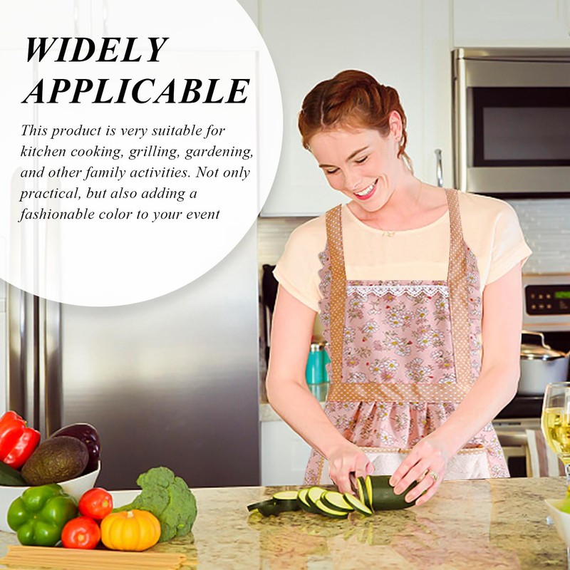 CHROMACRAFT Pack of 2 Aprons with Floral Pattern, Large Pocket
