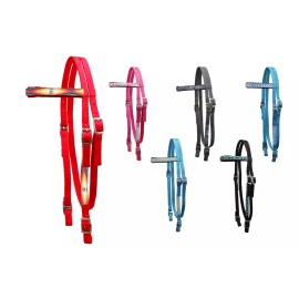 Tahoe Tack Patterned Double Layer Horse Nylon Browband Western Headstall - Average/Full, Grey Floral/Hot Pink