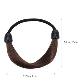 Elastic Bands Brown Hair Ties Braided-Wigs, 3 Pcs Wig Hair Ties Synthetic Ponytail Holders, Elastic Wigs Ponytail Holders Realistic Wig Hair Ropes