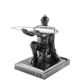 Fasizi Knight Pen Holder Resin Desktop Storage Box Medieval Armor Hero Style Stationery Storage Phone/Tablet Holder Office Decorative Gift (Christmas/Birthday/Father's Day)
