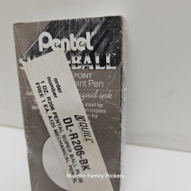Pentel New Pentel Super-Ball R206 Roller Ball Pen Extra Fine Black 1 Doz +Free Pencil