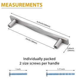 Rergy 10 Pack Brushed Nickel Cabinet Pulls Silver Cabinet Pulls 5 Inch (128mm) Hole Centers Drawer Handles