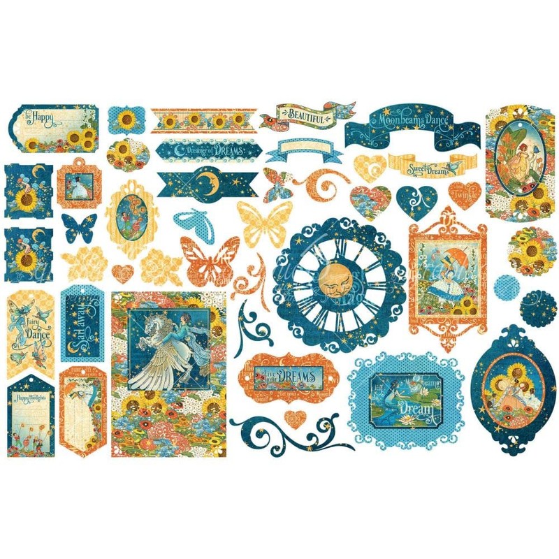 GRAPHIC 45 Dreamland DIE-CUTS Assortment, Multi-Colour, Small