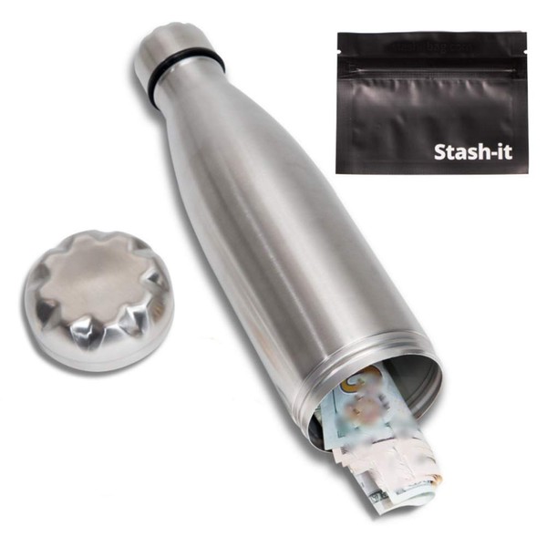 Diversion Water Bottle Can Safe by Stash-it, Stainless Steel Tumbler with Hiding Spot for Money, Discreet Decoy for Travel or at Home, Bottom Unscrews to Store your Valuables