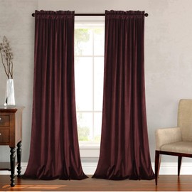 Roslynwood Ruby Wine Velvet Curtains 84 inch for Living Room - Blackout Thermal Insulated Curtains Heat & Chill Insulated Energy Efficient Panels for French Door, 52 x 84 inches, 2 Panels