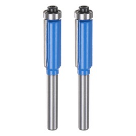 HARFINGTON 2pcs Flush Trim Router Bit 6mm Shank 3/8" Dia 1" Cutting Depth Top Bearing Flush Straight Cut Trimming Router Bits Carbide for Particle Board Plywood MDF Woodwork, Blue