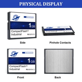 Dogfish Compact Flash Memory Card 1GB 2 Pack High Performance Industrial CF Type I Card FAT16 for Industrial Equipment and Vintage Digital Cameras
