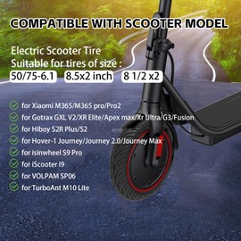 50/75-6.1 Off-road Solid Tire, 8 1/2 x2 Scooter tire, 8.5x2 Scooter Tubeless Solid Tire, for Gotrax GXL V2/XR/APEX Xiaomi M365/M365 Pro/Pro 2/1S/ 3/3 Lite Scooter (2 Pack) (B)