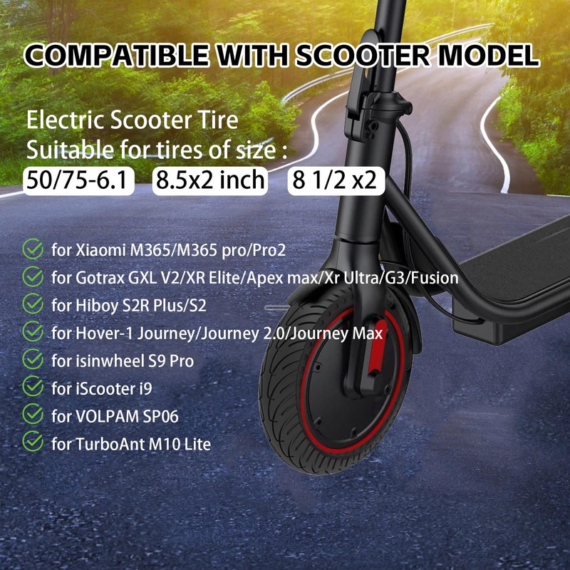 50/75-6.1 Off-road Solid Tire, 8 1/2 x2 Scooter tire, 8.5x2