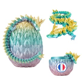 Rainbow Moving Dragon & 3D Printed Dragon Egg - Fantastic Universe Decoration / Fidget Toy - Gift Idea, Unique Decoration for Home, Children's Room, Living Room