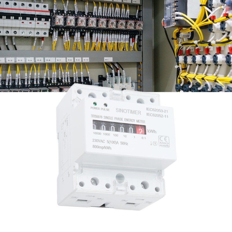 Electricity Watt Hour Meter Dual Color LED Indicator Rail Mount