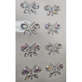 CraftbuddyUS 8pc 35X22mm AB CLEAR BUTTERFLY Rhinestone Self Adhesive Gems, DIY