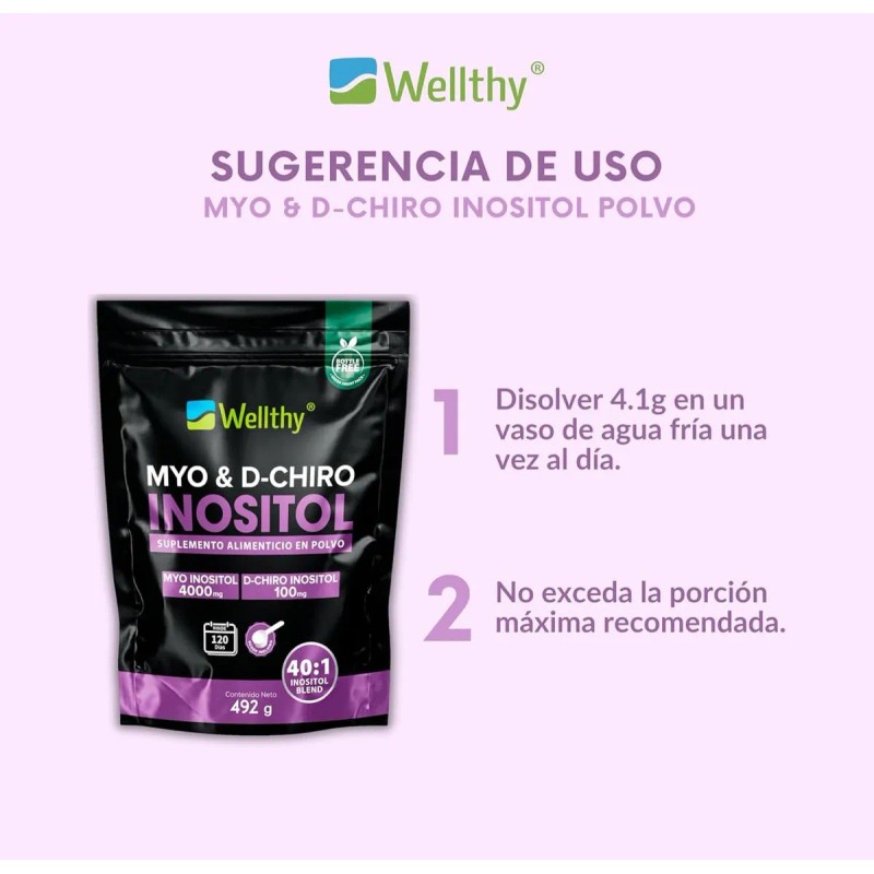 Myo Y D-chiro Inositol 492gr Wellthy 40:1, 120 Porciones