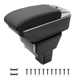 Car Armrest Box Fit for Nissan Versa Almera 2020-2024, Double-Layer Armrest Organizer Box Centre Consoles with Cup Holder Arm Rest Automotive Accessories