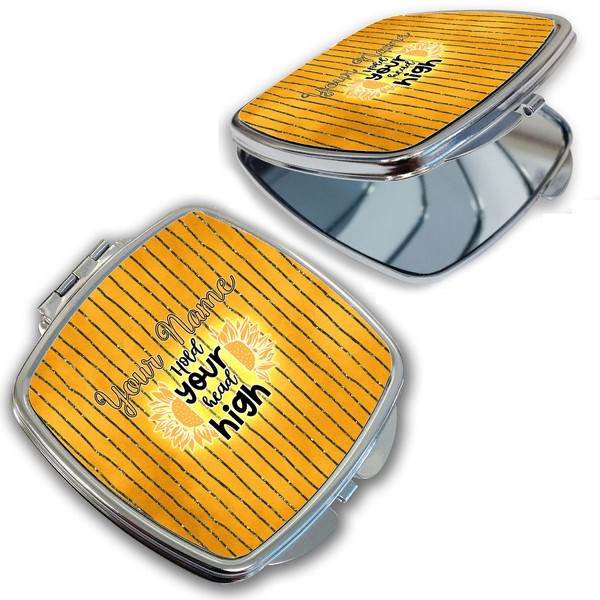 Bleu Reign Compact Personalized Pocket Mirror Custom Name Bright Yellow