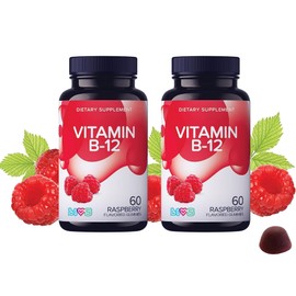 LIVS Vitamin B-12 Gummy Vitamin - Vitamin B12 Gummies, All-Natural, Gluten-Free, Non-GMO, B12 Vitamins Gummies - Raspberry Flavored, 60 Count (Pack of 2), B-12 - 2 Pack